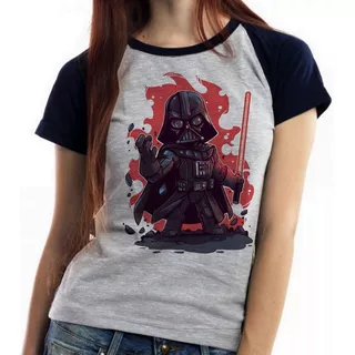 Blusa Baby Look Darth Vader Vilão Mau Star Wars Estrelas