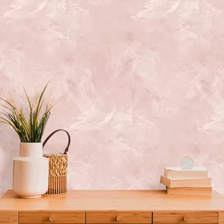 Papel De Parede Cimento Queimado Rosé Sala Quarto Rolo C/10m