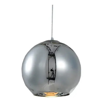 Lampara Colgante Vidrio Cromo 25cm Moderna Tom  Apto Led E27 Cromo