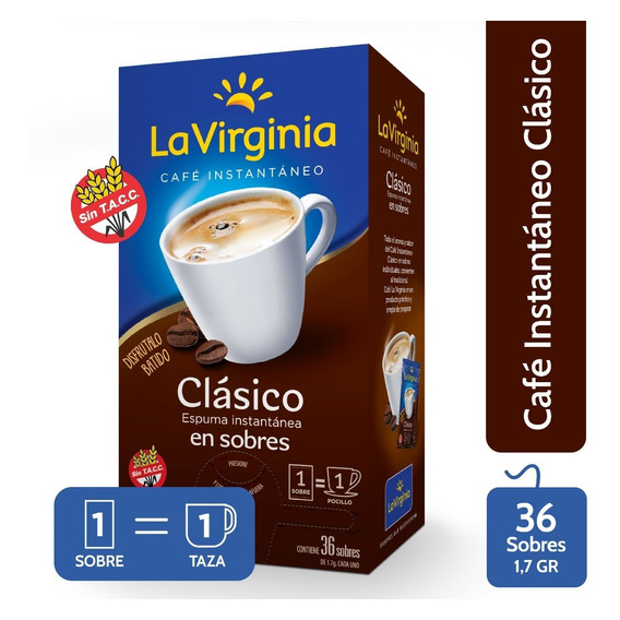 Cafe En Saquitos La Virginia Instantaneo 1,7 Gr Caja 36 Un