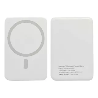 Powerbank Portátil Indução Mag-safe Para iPhone E Android Cor Branco