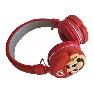 Audífonos De Diadema Mario Bros Con Bluetooth Niño, Adulto Color Rojo Color De La Luz Azul