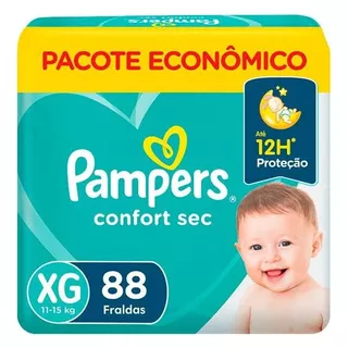 Fraldas Descartáveis Infantis Confort Sec Com 88 Unidades Tamanho Xg Pampers