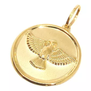 Pingente Medalha 2 Cm Divino Espirito Santo Em Ouro 18k