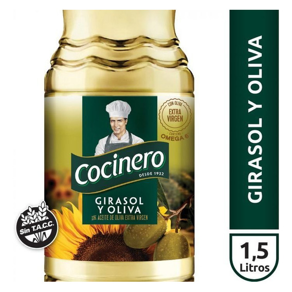 Aceite De Oliva Y Girasol Cocinero Ecobot X 1,5 Lts