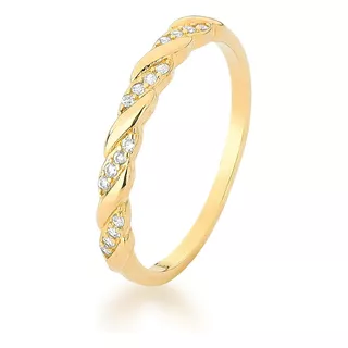 Anillo De Oro  18k Laminado Mujer Entrelazado Con Cristales