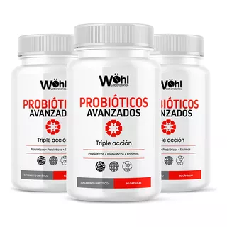Pack 3 Probióticos Avanzados Wöhl + Enzimas + Prebiotico