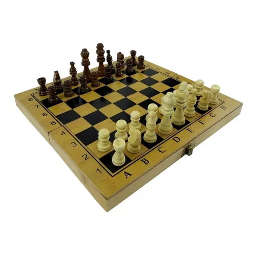 Jogo de xadrez De Madeira 3 Em 1 24 x 24 Cm - CHESS - Jogo de