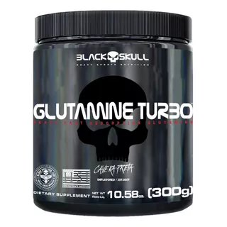 Glutamine Turbo 300g - Black Skull Pure - Caveira Preta Glutamina Sem Sabor.