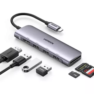 Adaptador Usb-c Hdmi Lector Tarjetas Sd Usb 3.0 Multipuertos