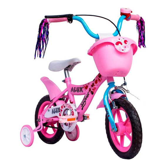 Bicicleta Para Niña Rodada 12 Llantas Entrenadoras Color Rosa