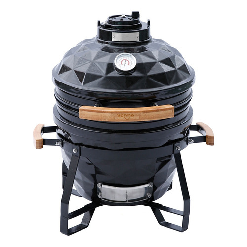 Parrilla Ahumador Kamado 38cm Pirómetro Vonne Fpki-38cm Color Negro