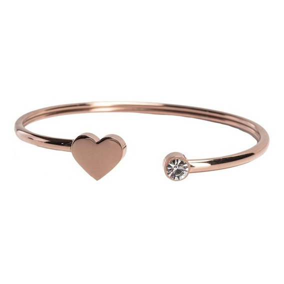 Pulsera Mujer Acero Inoxidable Corazón Zirconia Luckyly