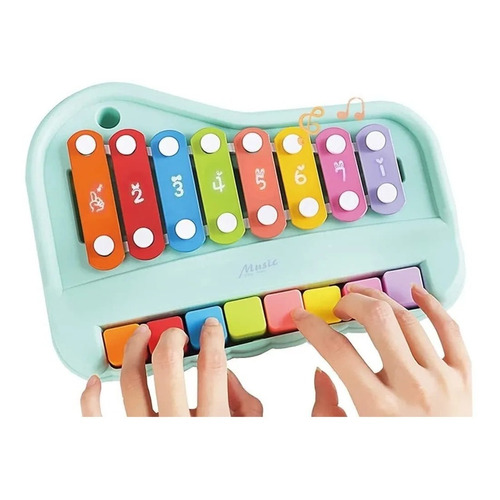 Xilófono Piano Juguete Niños Notas Musicales Aprendizaje Color Azul claro