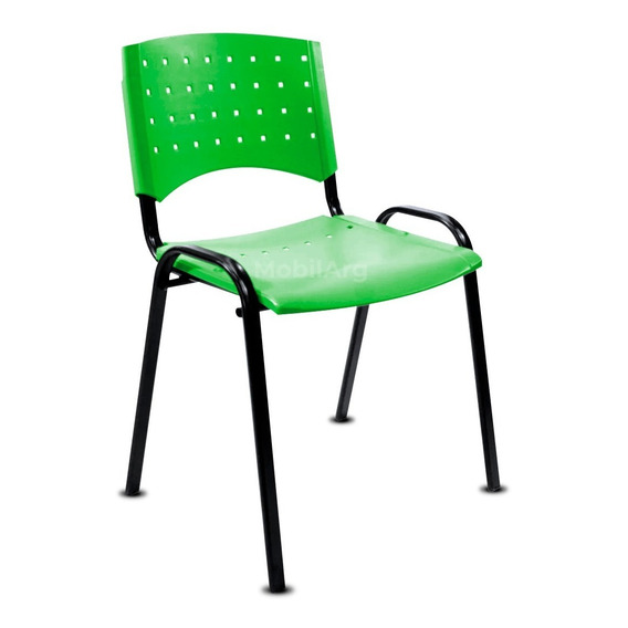 Silla Apilable Plástica Fija De Oficina Sala De Espera Iglesias Consultorios Acero Y Plastico Reforzado Color Verde manzana