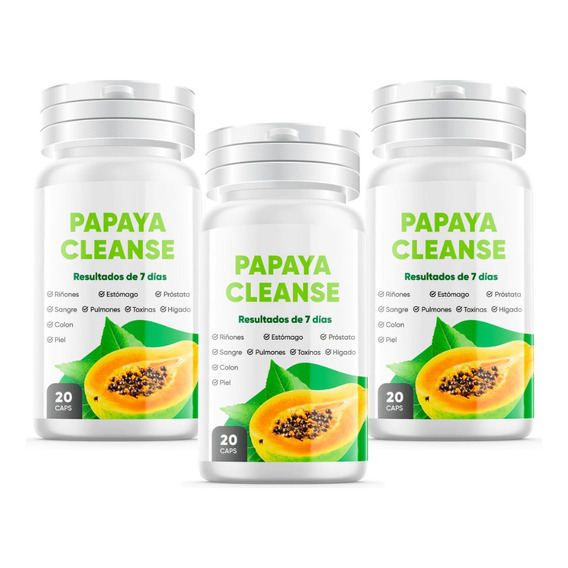 Pack 3 Frascos Suplemento Natural Papaya Cleanse