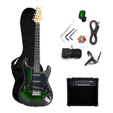 Guitarra Eléctrica Stratocaster Ibrah + Amplif + Accesorios Color Negro
