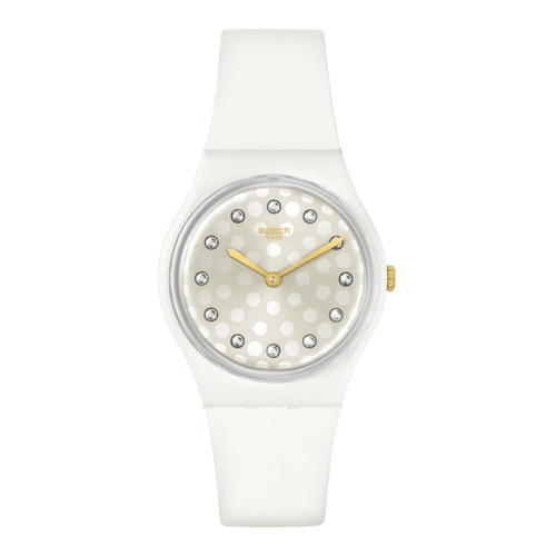Reloj Swatch Sparkle Shine De Silicona Blanca Para Mujer Ss Color de la malla Blanco Color del bisel Blanco Color del fondo Blanco