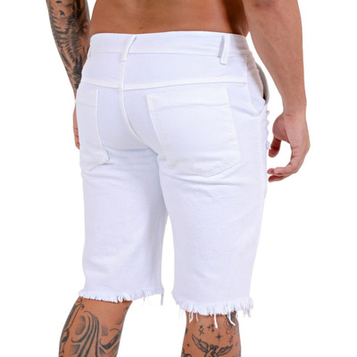 Bermuda Masculina Sarja Jeans Colorida Rasgada