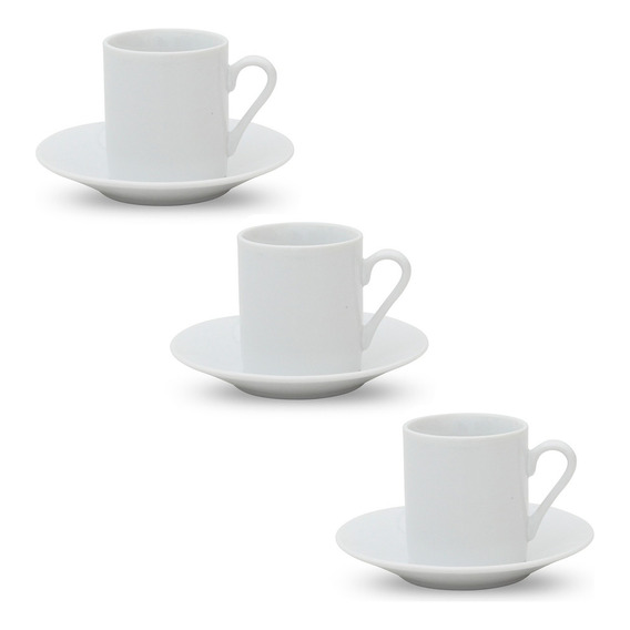 Taza De Cafe C/plato 90 Ml Porcelana Blanca Selecta