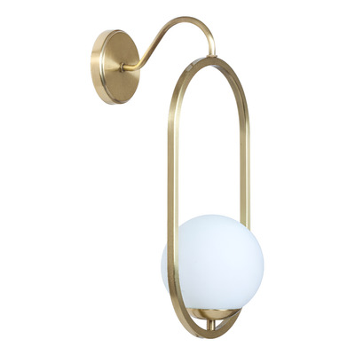Aplique Marsella Oval Dorado Globo Opal Apto Led E27 Dorado/opal