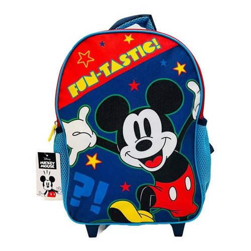 Mochila Escolar Con Ruedas Niños Mickey Mouse Disney Color Azul