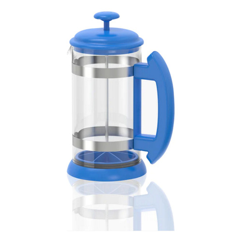 Prensa Francesa Coffee Brang 1l Vidrio Pvc Filtro Silicón Color Azul