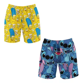 Kit 2 Samba Canção Pijama Infantil Personagem Stitch Short