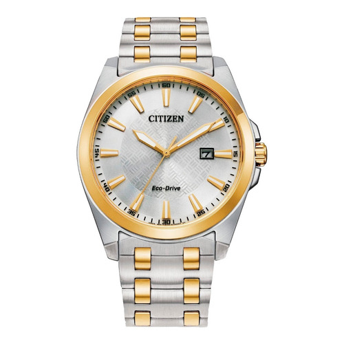 Reloj Citizen Corso Original Bm7534-59a Hombre Color de la correa Plateado Color del bisel Dorado Color del fondo Plata