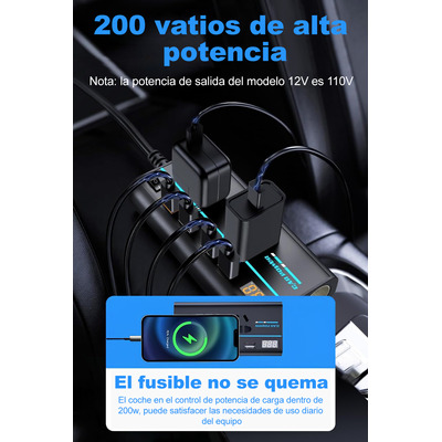 Inversor De Corriente Para Auto 200w Convertidor 12v,110v