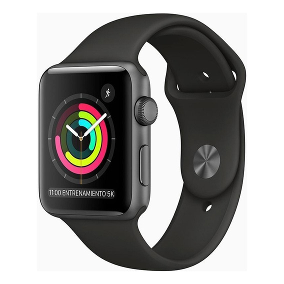 Apple Watch  Series 3 (GPS) - Caja de aluminio gris espacial de 42 mm - Correa deportiva negro