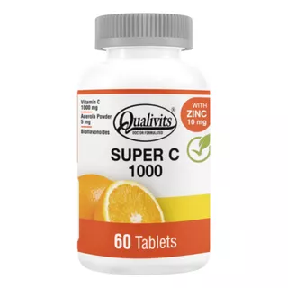 Super C 1000 Mg + Zinc X 60 Tabletas Vitamina C Qualivits® Sabor Natural