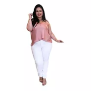 Calça Branca Feminina Plus Size Do 36 Ao 60 Jeans Com Lycra