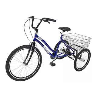 Triciclo Bicicleta 3 Rodas Aro 26 Freio V-brake Azul