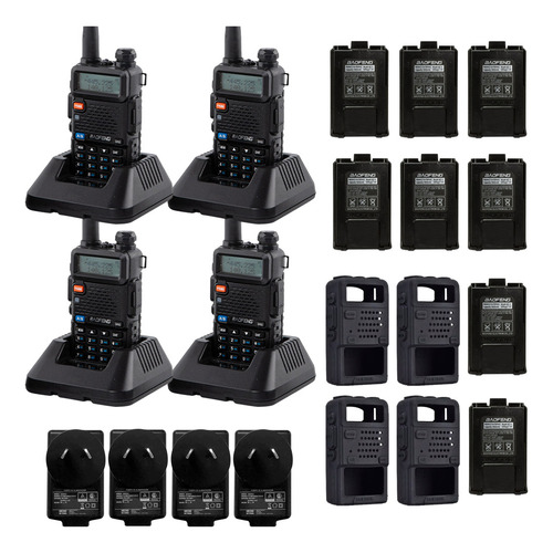 Kit Handies Baofeng Uv-5ra Doble Banda Manos Libres Bandas de frecuencia VHF/UHF Color Negro