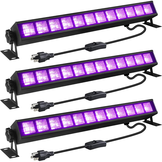 3 Luces Led Uv Neón Negra Ultravioleta Discoteca Fiesta Bara