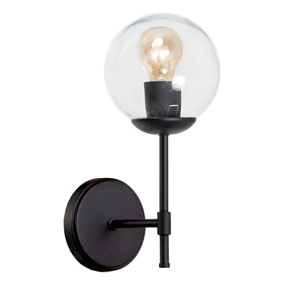 Aplique Medusa Spa 1 Luz Negro Globo Transparente 15cm E27 Negro/trans