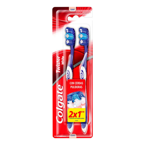 Cepillo de dientes Colgate Twister White suave pack x 2 unidades