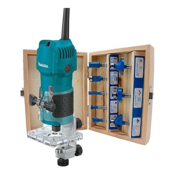 Recortador 1/4 Makita 3709 + Jgo Brocas P/router Th-br08