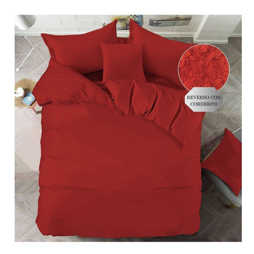 Acolchado Mantra Winter queen diseño liso color rojo de 220cm x 240cm