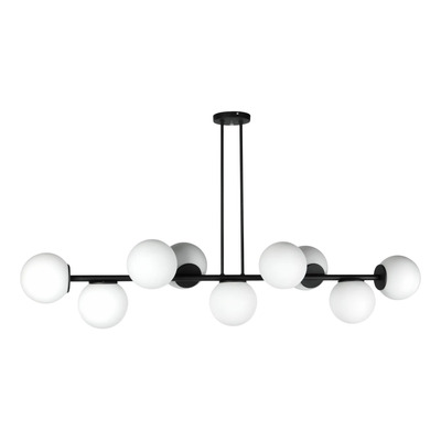 Lampara Barra 9 Luces Globo 15cm Opal E27 Apto Led Negro Negro