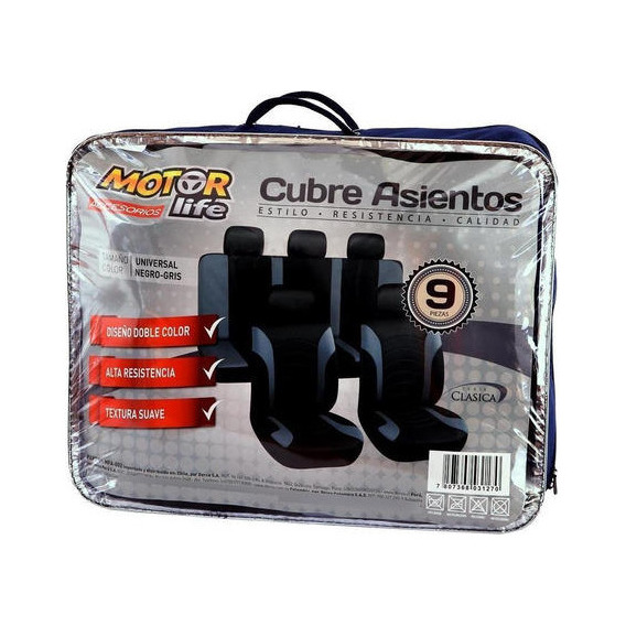 Funda Cubre Asiento Universal Motorlife Doble Tela  9 Piezas