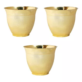 Kit 3 Vasos Grego Dourado Cachepô Orquídeas E Decoração