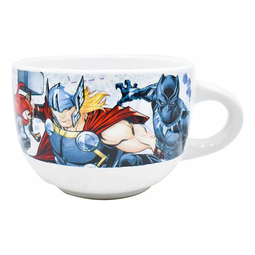 Tarro Cerealero/cafe Jumbo Cerámica Avengers Marvel 820 Ml Color Blanco