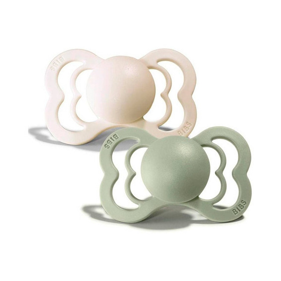 Chupetes Bibs Supreme Pack X 2 Un Silicona Bpa Free Ivory/Sage Período de edad 6-18