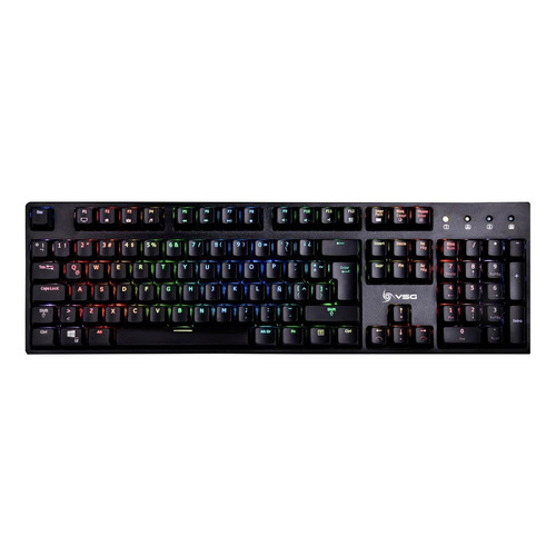 Teclado gamer VSG Alnilam QWERTY Kailh Blue español latinoamérica color negro con luz RGB