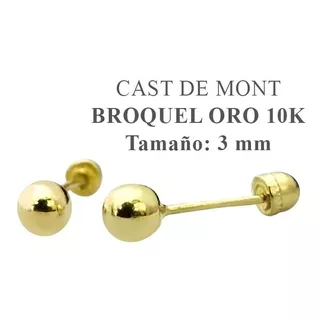 Broquel  Dormilona 3mm Bola Aretes Para Bebe Oro Amarillo10k