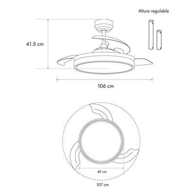 Ventilador De Techo Retráctil Windstyle Blanco Y Madera Nat