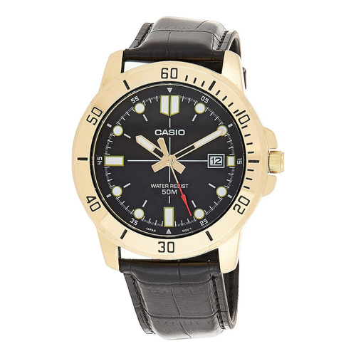 Reloj Casio Mtp-vd01gl-1evud Mtp-vd01gl-1ev Entrador Gold Color de la correa Marrón Color del bisel Acero inoxidable Color del fondo Negro