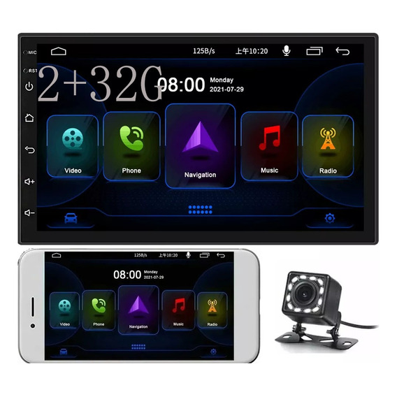 7 Pulgadas Coche Estereo Android Gps Doble Din Camara 2g+32g